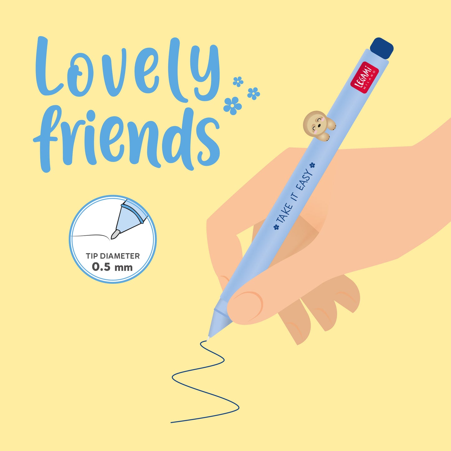 Gelstift mit Deko-Tierchen Sloth „Take It Easy“ - Lovely Friends (Restyle)