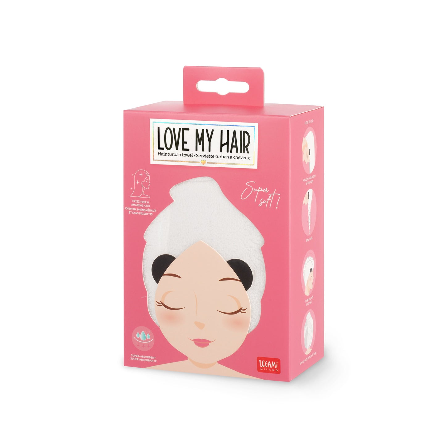 Turban-Handtuch für die Haare Panda - Love my Hair