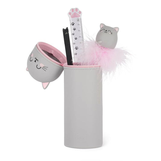 KAWAII - 2-IN-1 SILICONE PENCIL CASE - KITTY