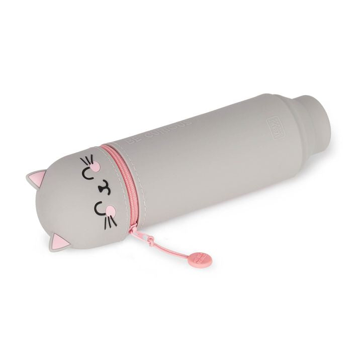 KAWAII - 2-IN-1 SILICONE PENCIL CASE - KITTY