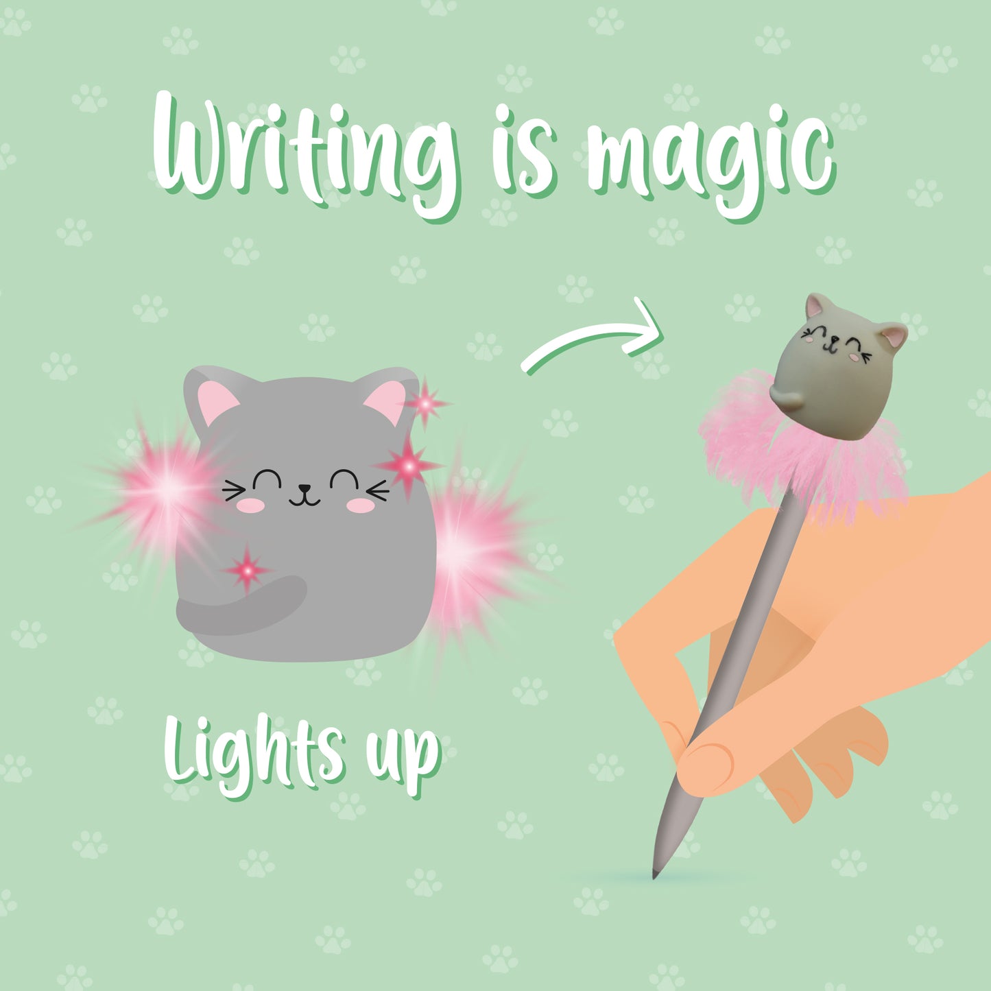 Leuchtender Kugelschreiber - Kitty - Writing is Magic