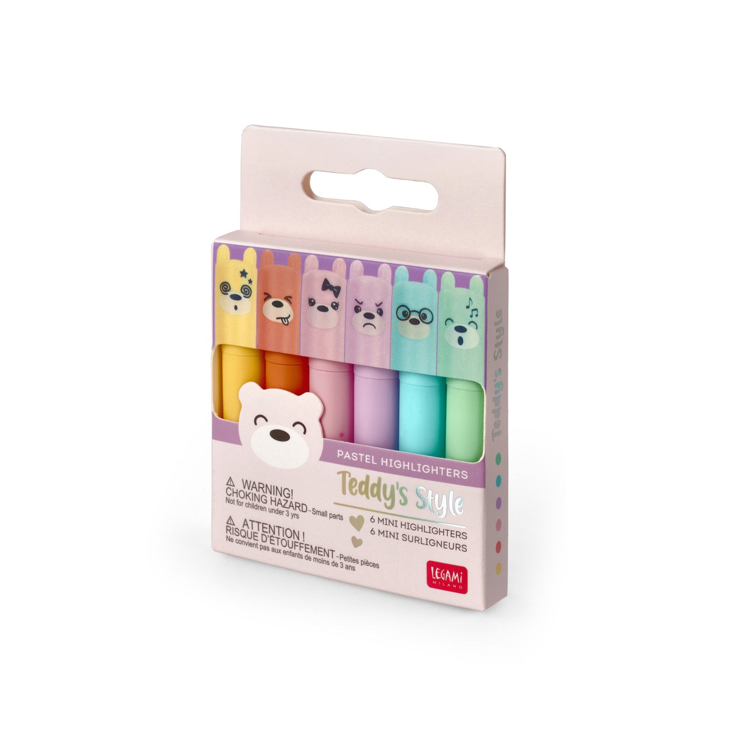 Set mit 6 Mini-Textmarkern - Teddy‘s Style