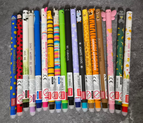Legami Set mit 18 radierbaren Stiften inkl. Gorilla und Henne
