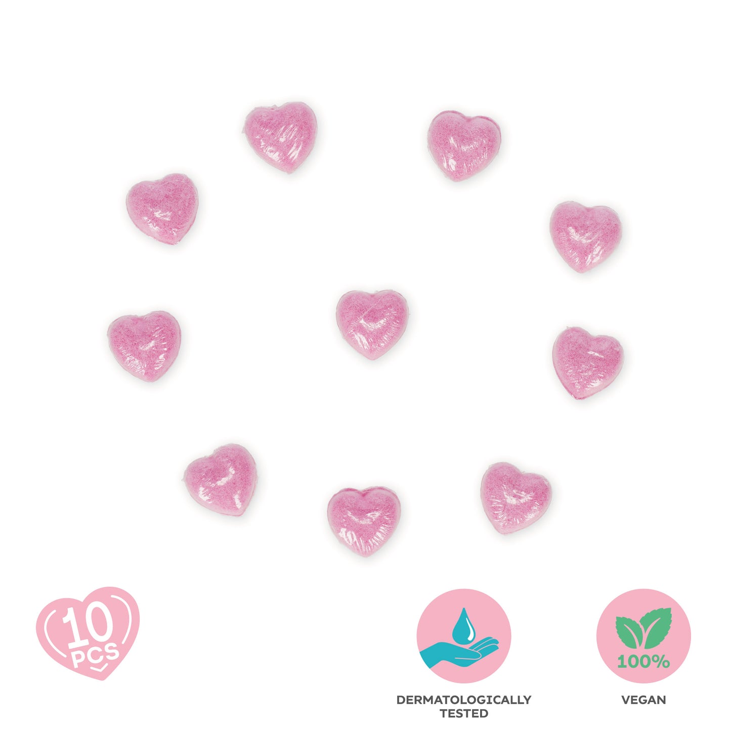 Legami – Set aus 10 Badebomben – Bath Bombs, herzförmig, duftend