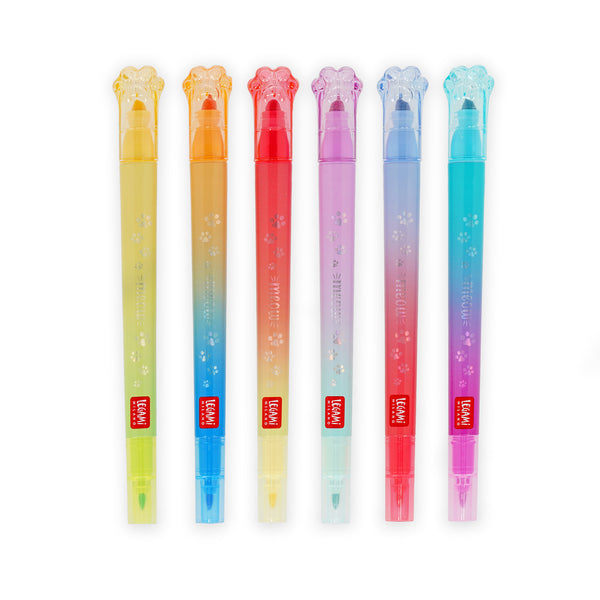 Set of 6 Dual Tip Highlighters Kitty - Meow