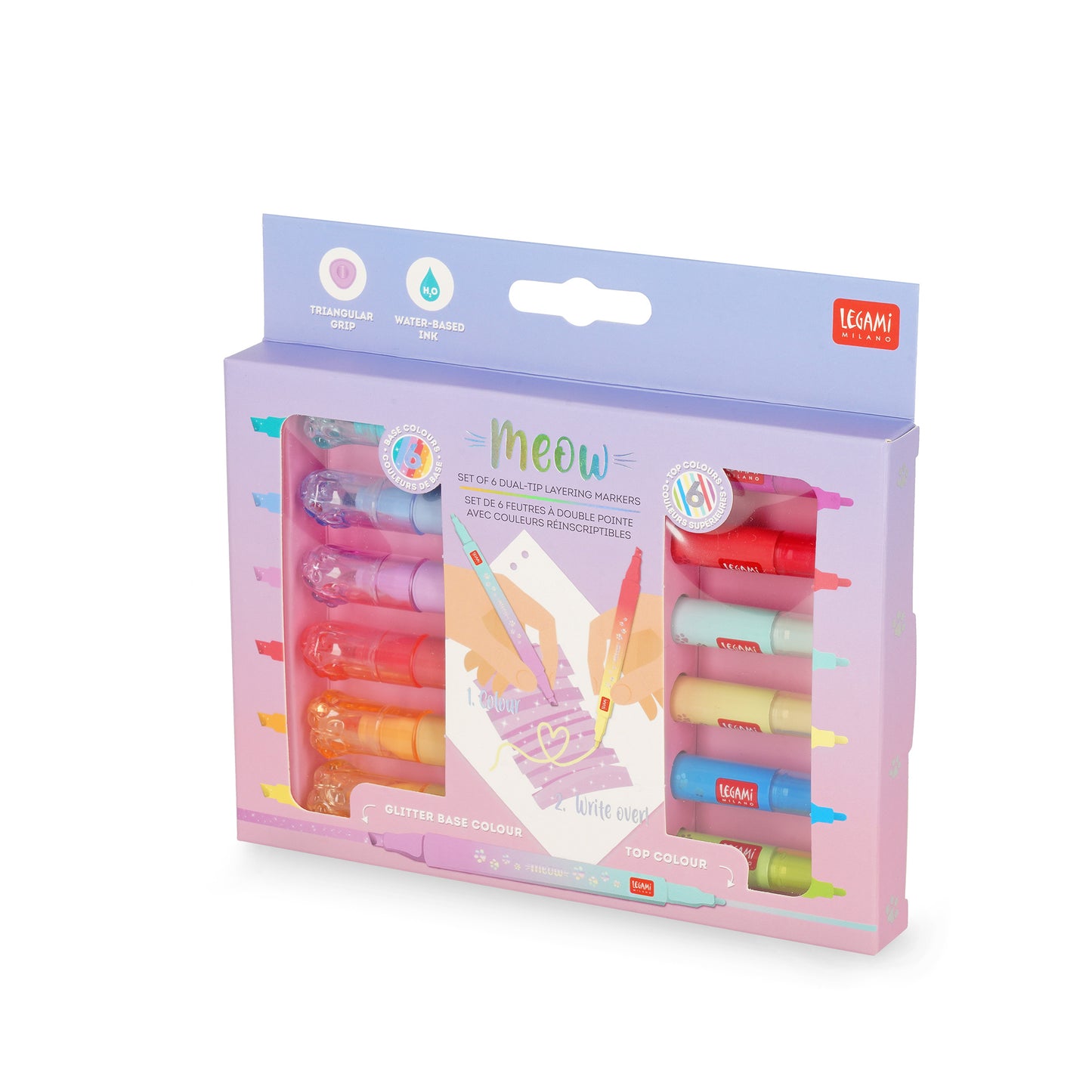 Set mit 6 Doppelspitzen-Textmarkern Kitty - Meow