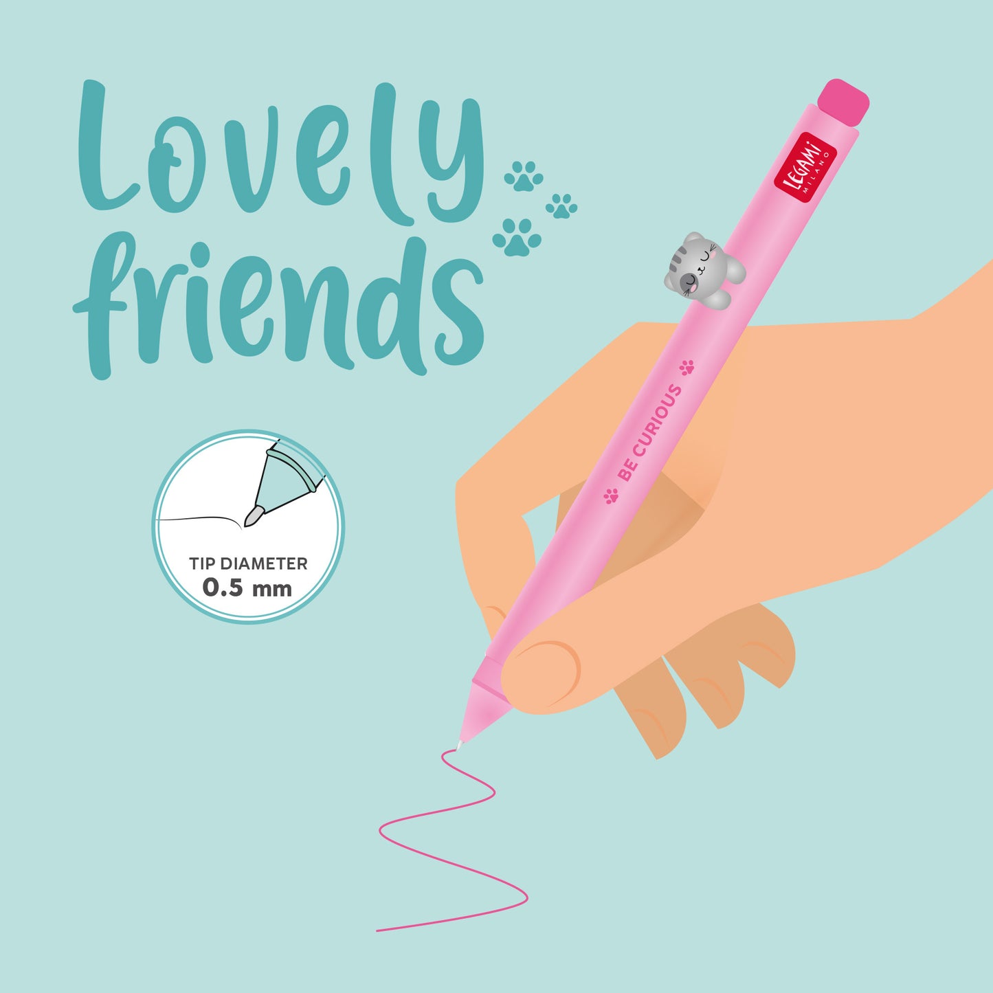 Gelstift mit Deko-Tierchen Kitty „Be Curious“ - Lovely Friends