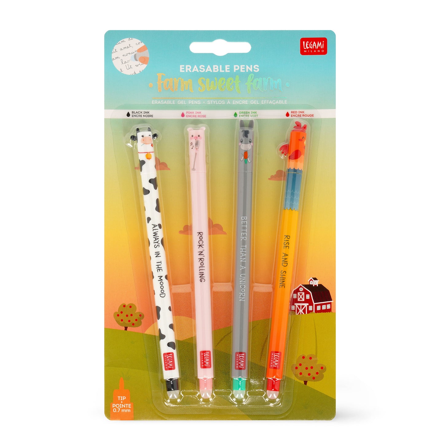 Set mit 4 Löschbaren Gelstiften - Erasable Pen - Farm Sweet Farm- max. 3 Bestellmenge (2026))
