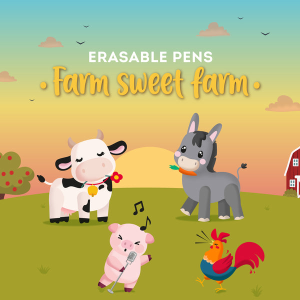 Set mit 4 Löschbaren Gelstiften - Erasable Pen - Farm Sweet Farm- max. 3 Bestellmenge (2026))