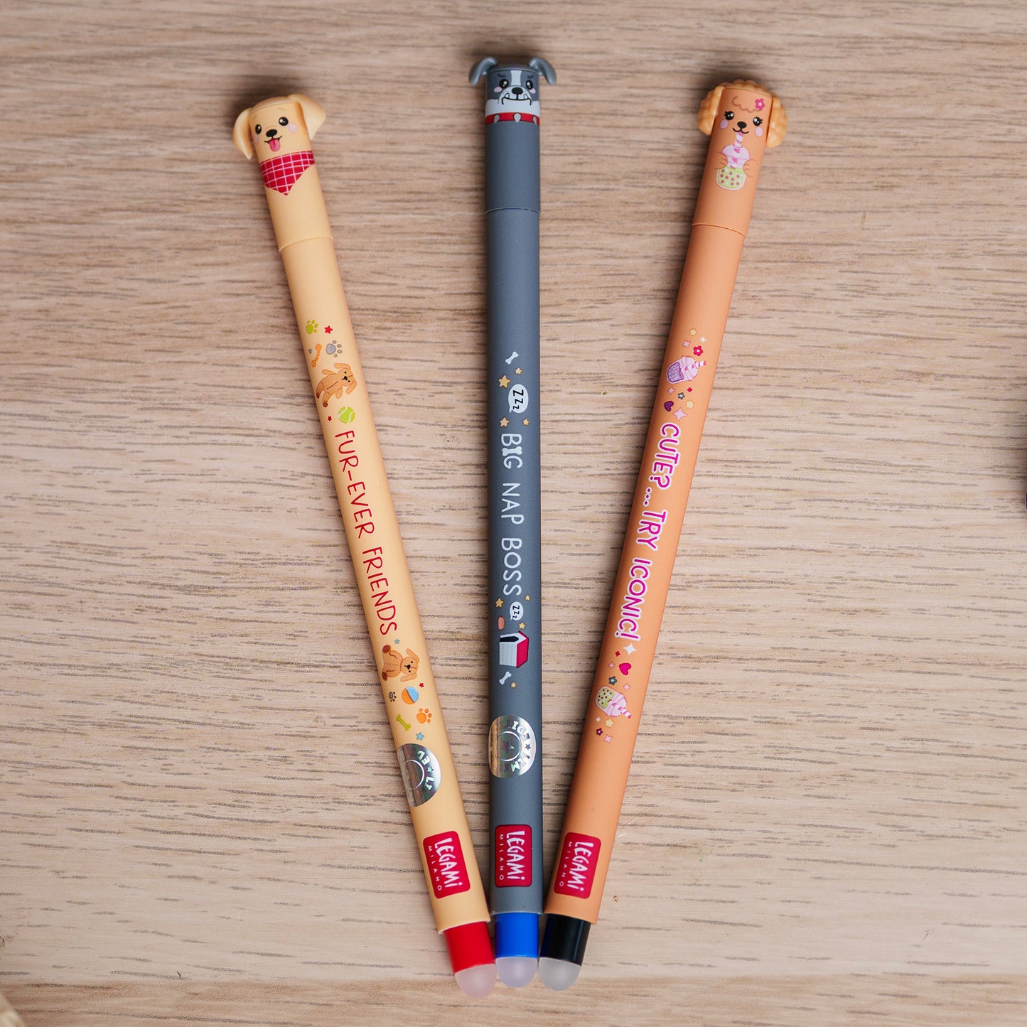 Set mit 3 Löschbaren Gelstiften - Erasable Pen - Fur-ever Friends - max. 3 Bestellmenge