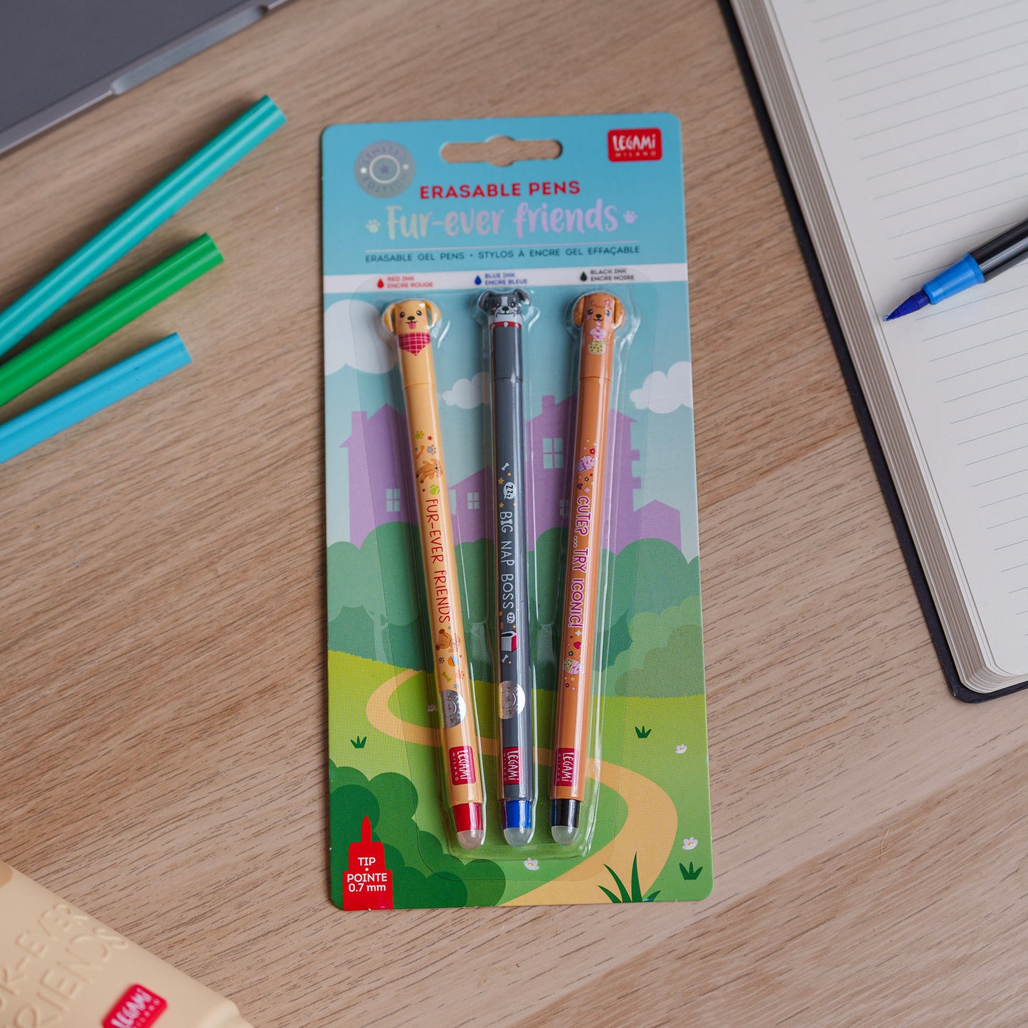 Set mit 3 Löschbaren Gelstiften - Erasable Pen - Fur-ever Friends - max. 3 Bestellmenge