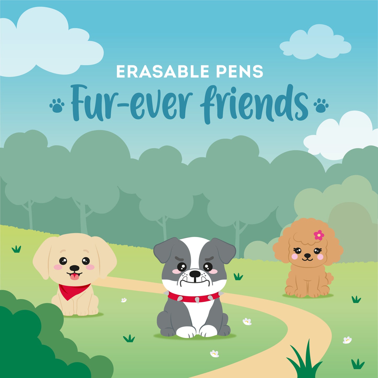 Set mit 3 Löschbaren Gelstiften - Erasable Pen - Fur-ever Friends - max. 3 Bestellmenge