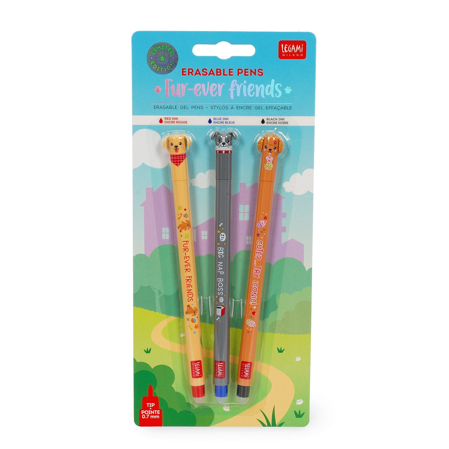 Set mit 3 Löschbaren Gelstiften - Erasable Pen - Fur-ever Friends - max. 3 Bestellmenge