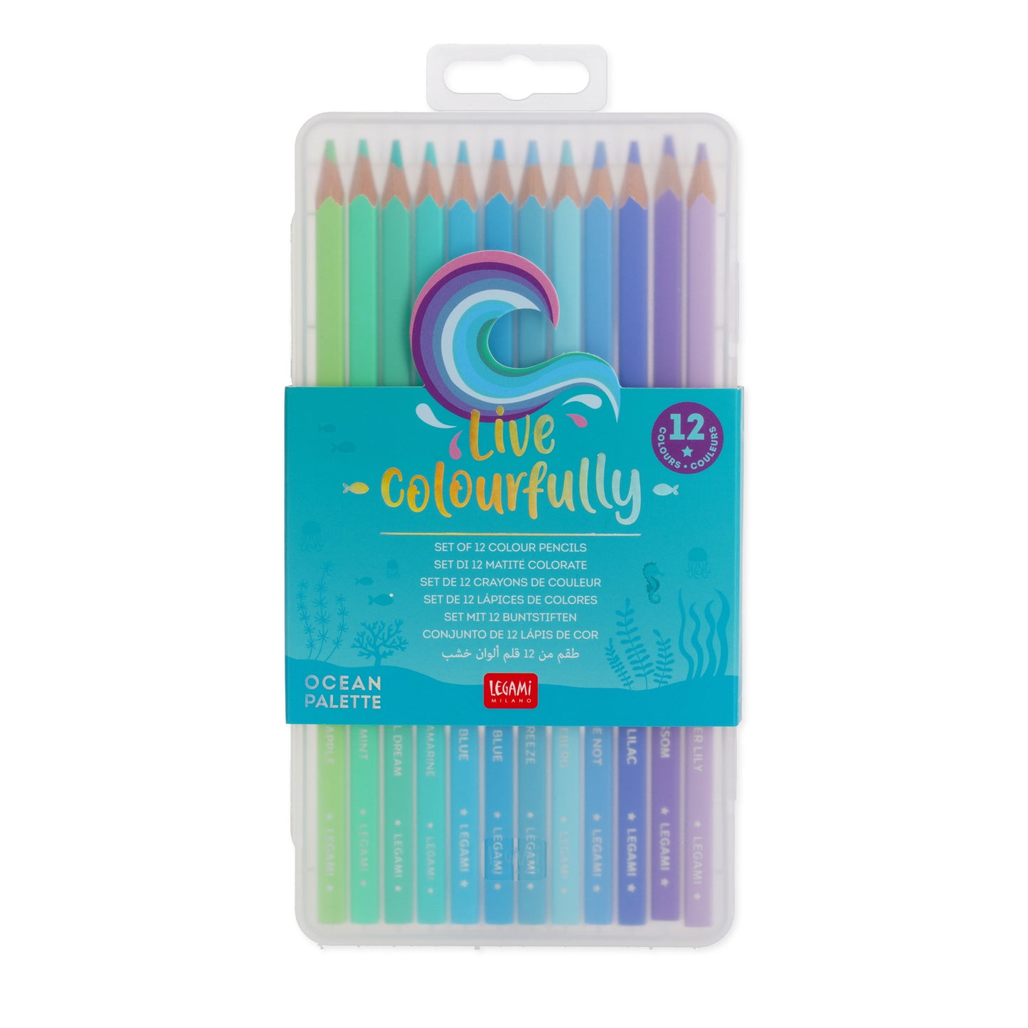 Set mit 12 Buntstiften Ocean Palette - Live Colourfully