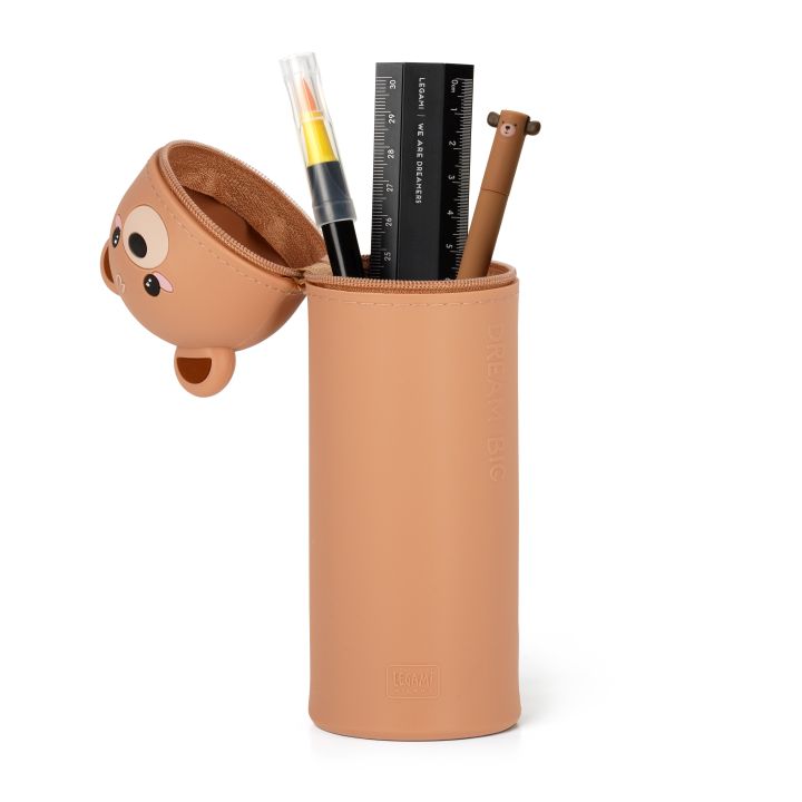 KAWAII - 2-IN-1 SILICONE PENCIL CASE - TEDDY BEAR