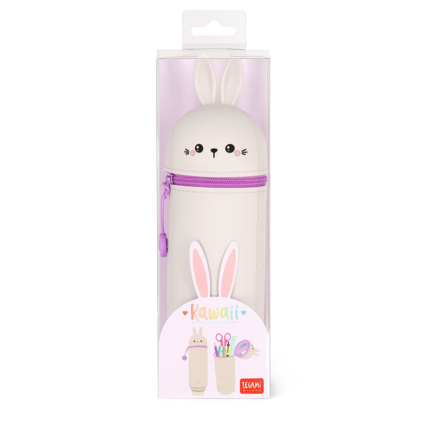 2-in-1-Federmäppchen aus Silikon Bunny „Don’t Worry Be Hoppy“
