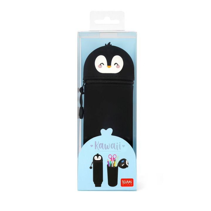 KAWAII - 2-IN-1 SILICONE PENCIL CASE - PENGUIN