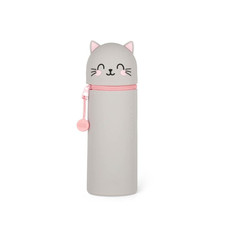 KAWAII - 2-IN-1 SILICONE PENCIL CASE - KITTY