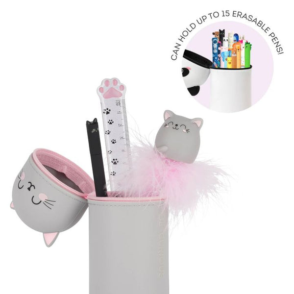 KAWAII - 2-IN-1 SILICONE PENCIL CASE - KITTY