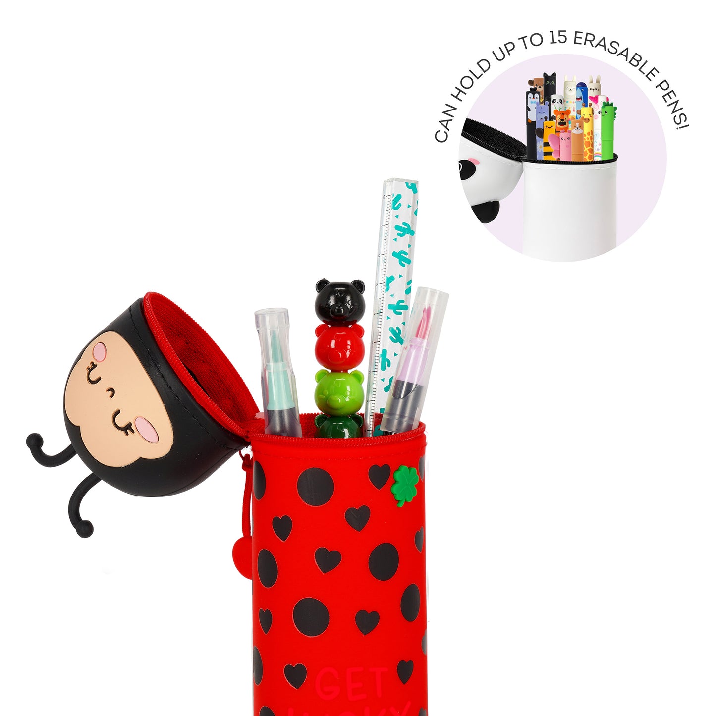 2-in-1 Silicone Ladybug "Get Lucky" Pencil Case