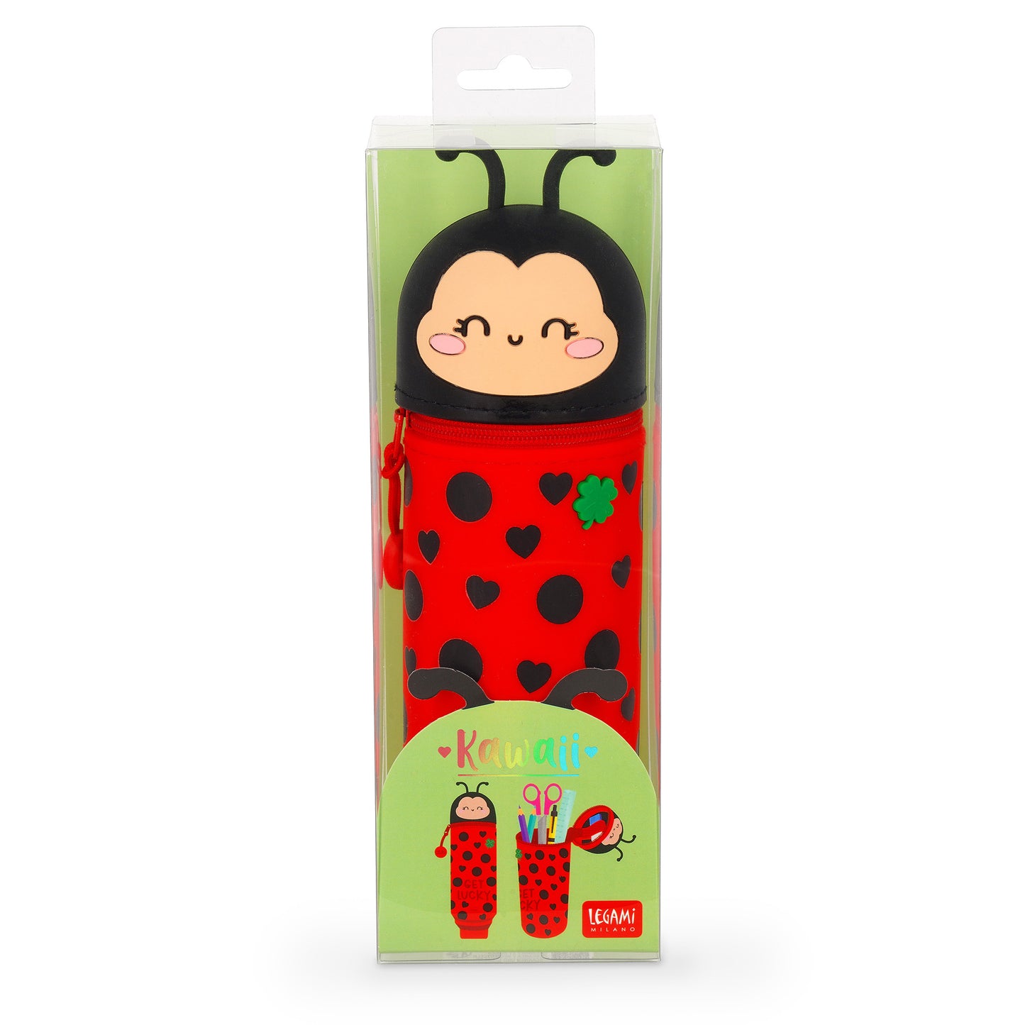 2-in-1 Silicone Ladybug "Get Lucky" Pencil Case