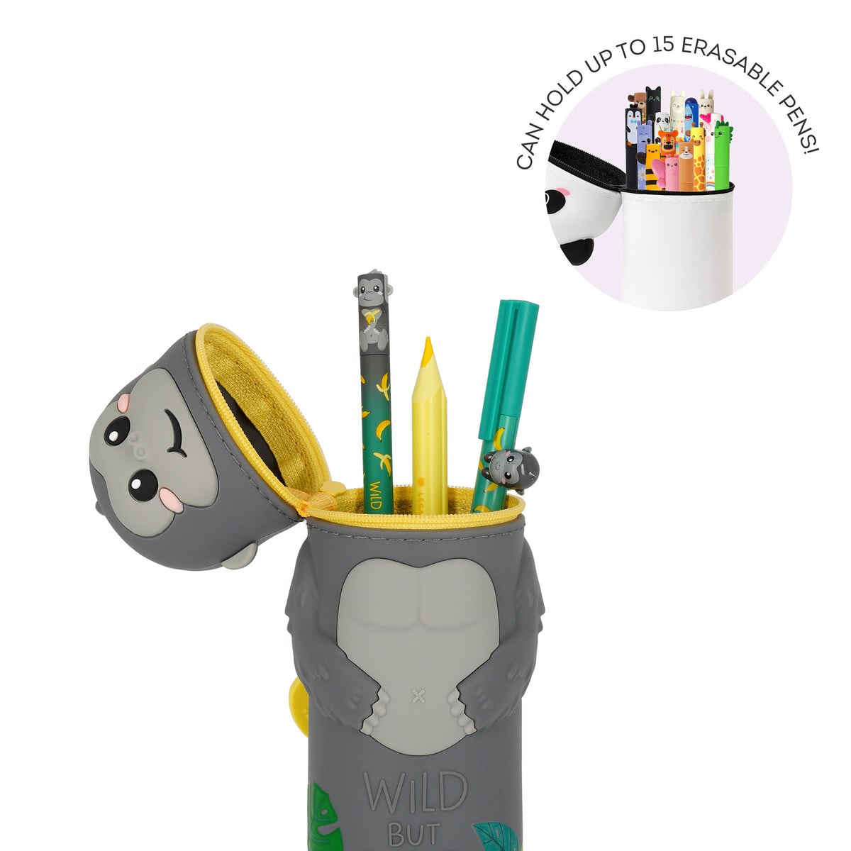 Legami 2-in-1-Federmäppchen aus Silikon Gorilla „Wild but Kind“ - Kawaii