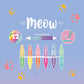MEOW - 6 DUAL-TIP HIGHLIGHTERS - KITTY - MULTICOLOR INK