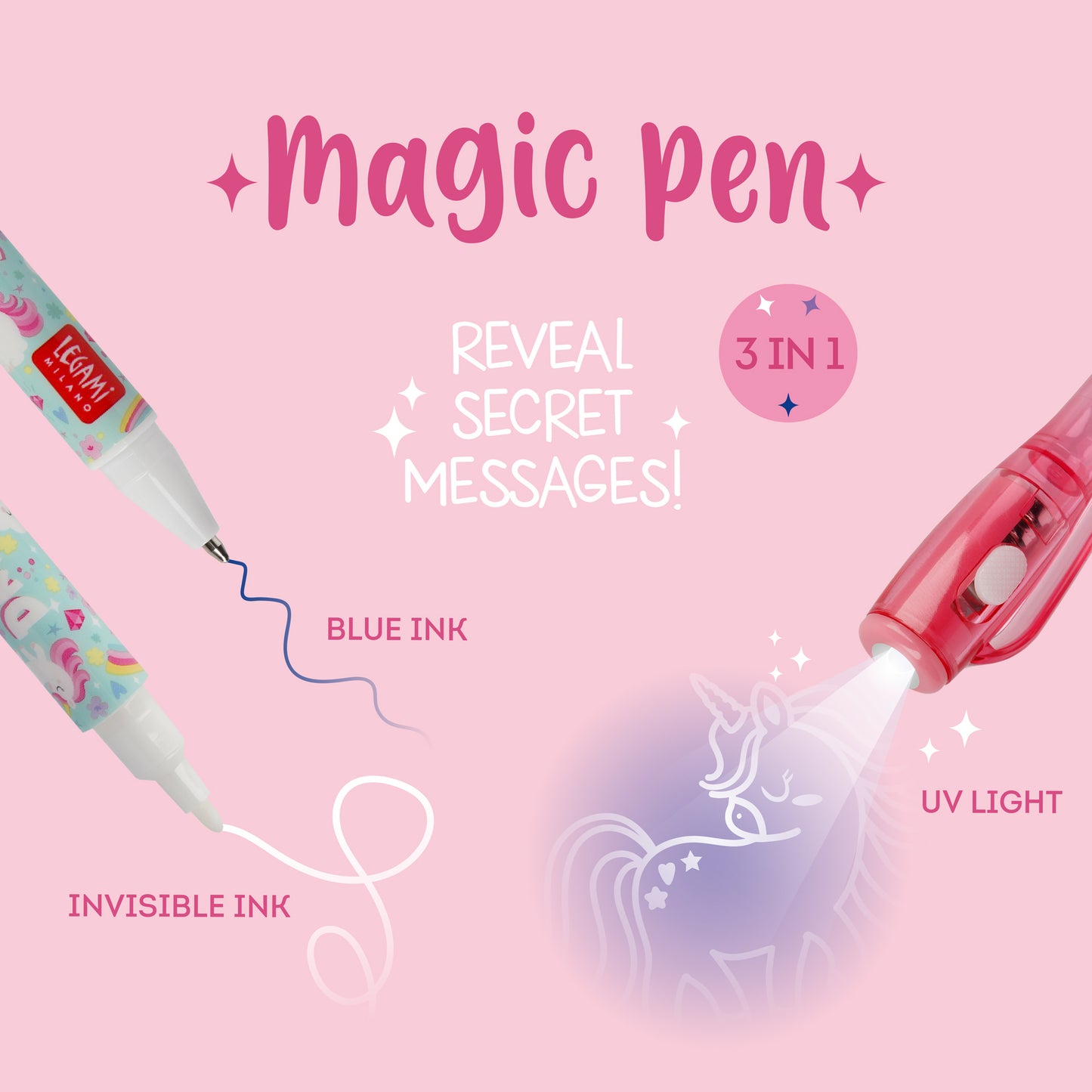Gelstift mit Unsichtbarer Tinte - Unicorn - Magic Pen