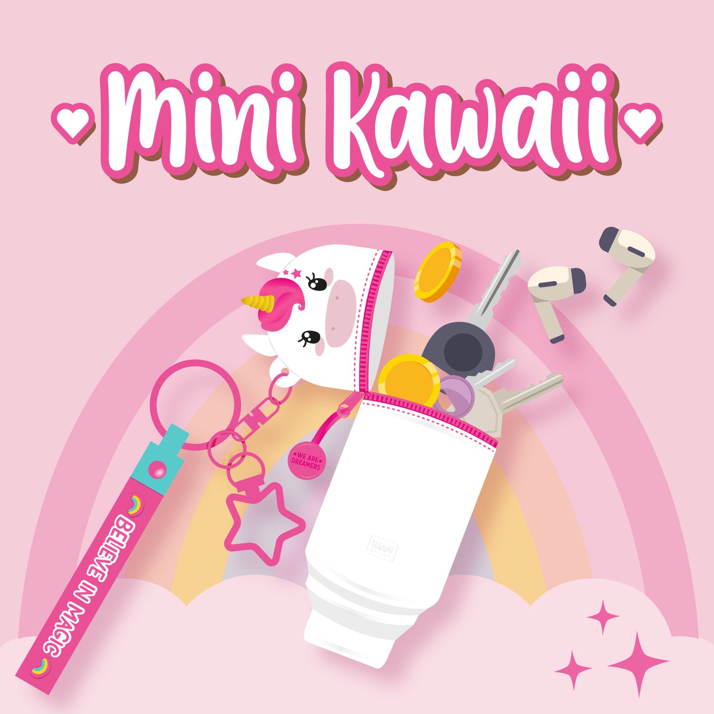 Münztasche mit Schlüsselanhänger Unicorn - Mini Kawaii