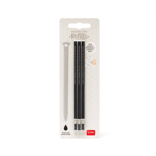 3 PCS  ERASABLE GEL PEN REFILLS - 0,7 MM - BLACK INK