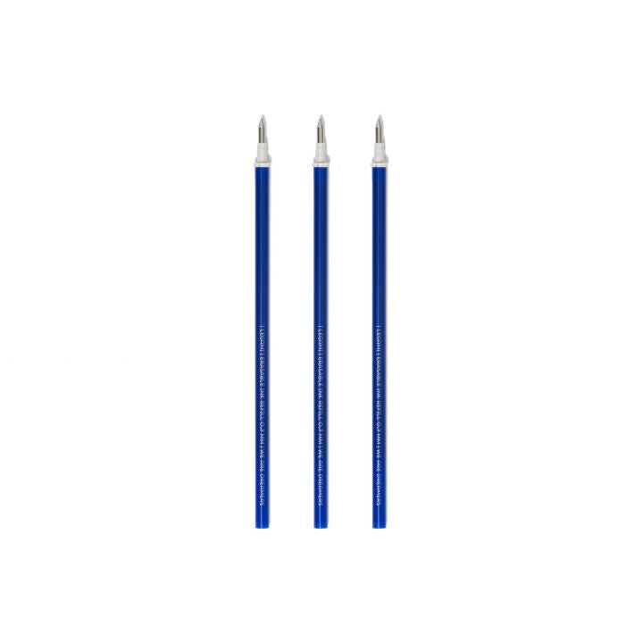 3 PCS  ERASABLE GEL PEN REFILLS - 0,7 MM - BLUE INK