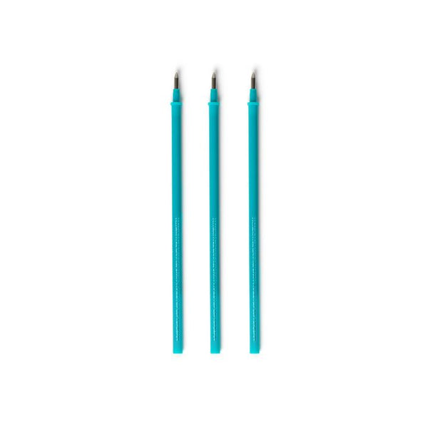 3 PCS  ERASABLE GEL PEN REFILLS - 0,7 MM - TURQUOISE INK