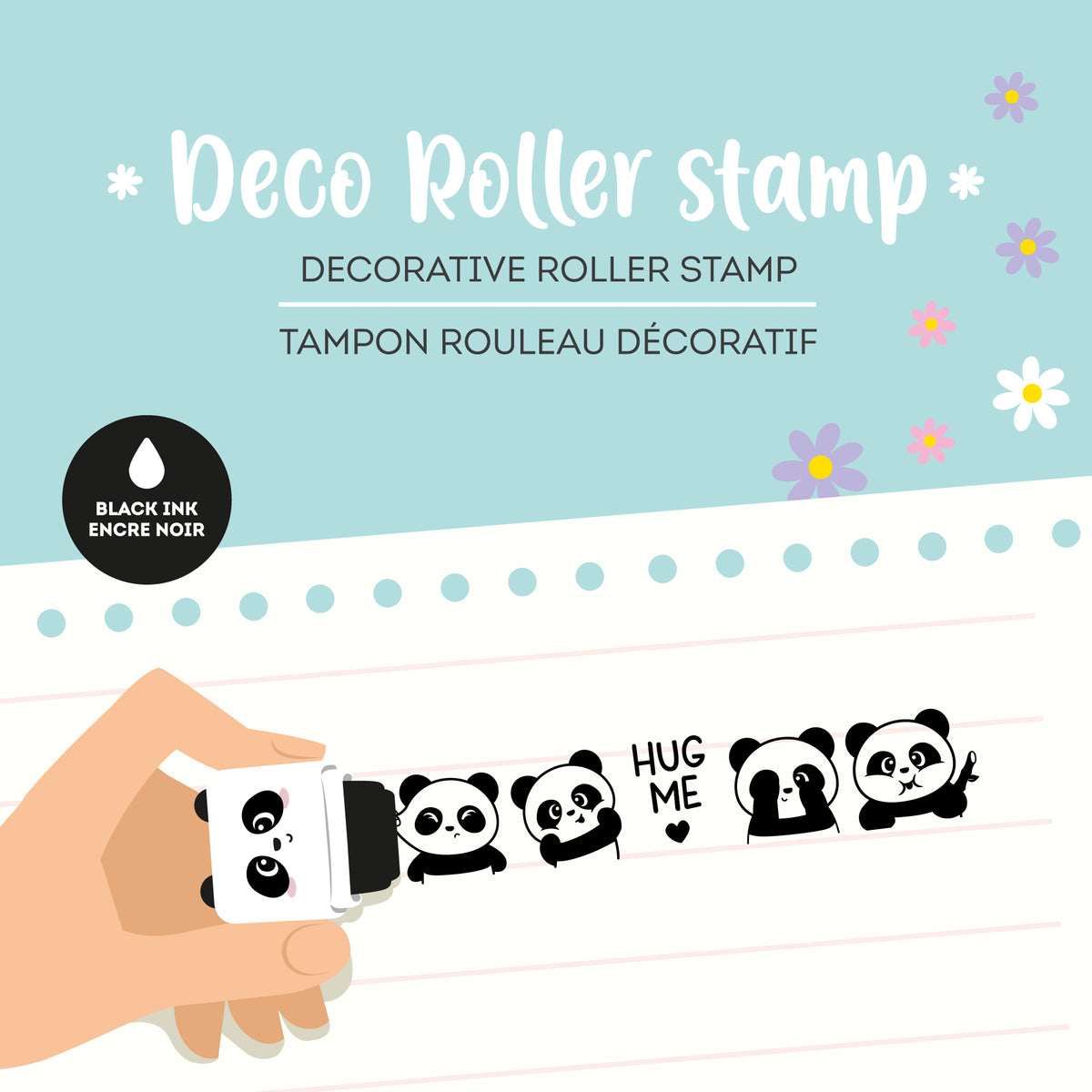 Legami Deko-Rollstempel - Panda - Deco Roller Stamp - Black ink
