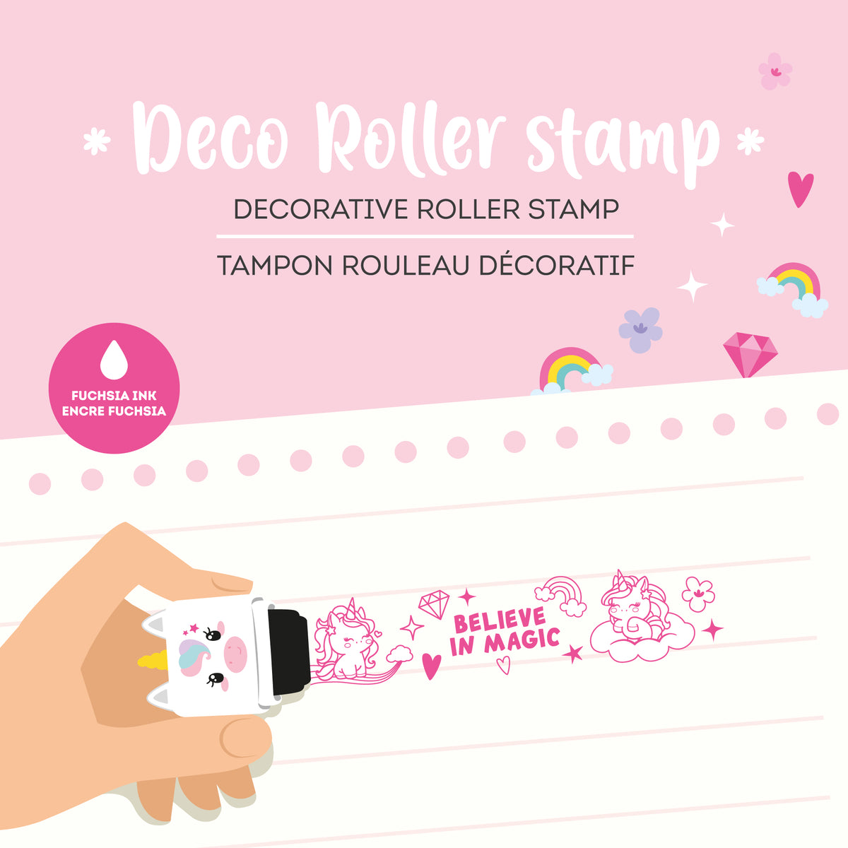 Legami Deko-Rollstempel - Unicorn - Deco Roller Stamp - pink ink