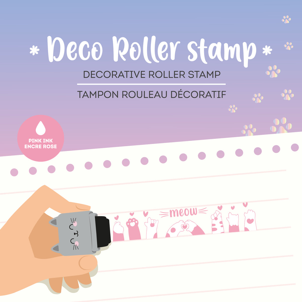 Legami Deko-Rollstempel - Kitty - Deco Roller Stamp - pink ink