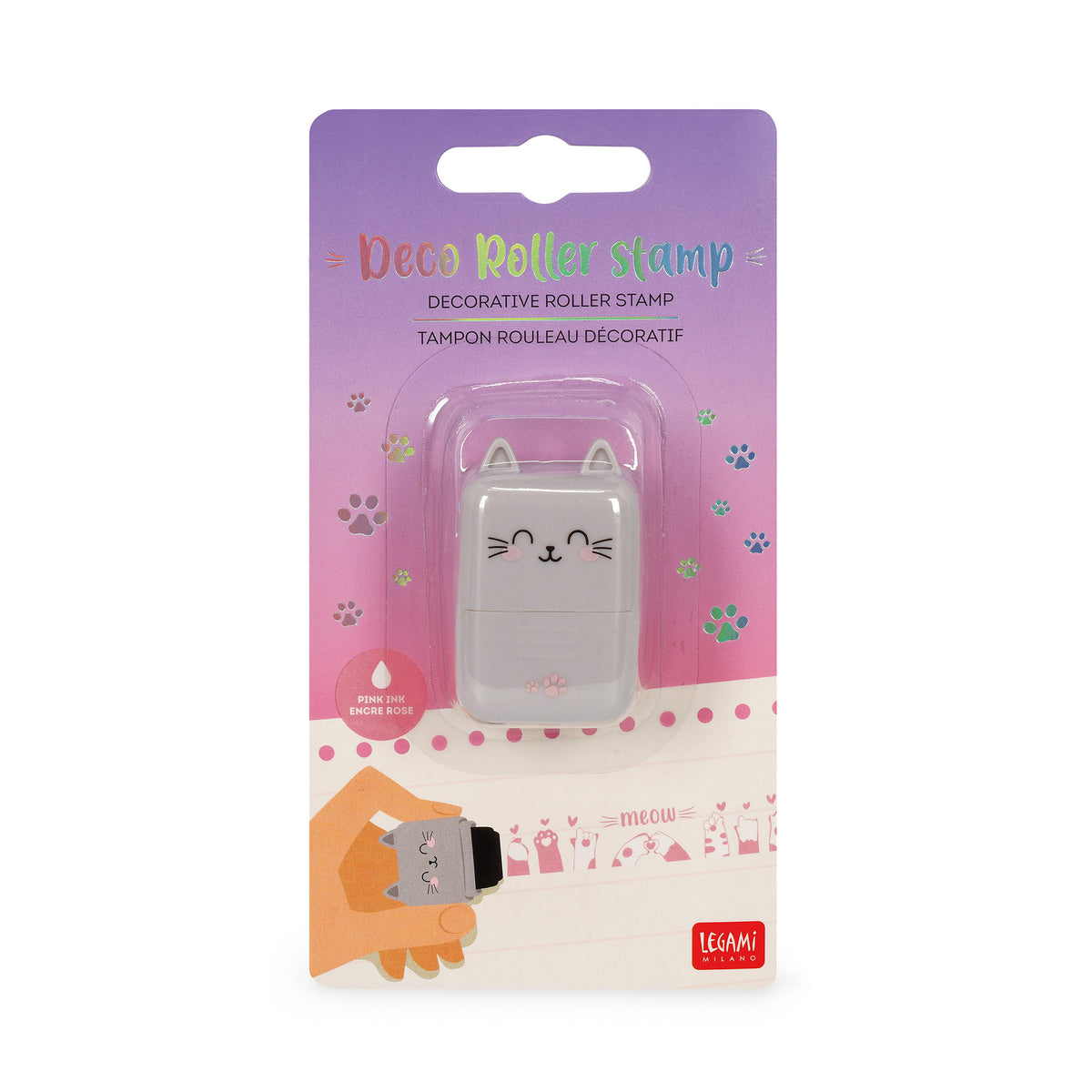 Legami Deko-Rollstempel - Kitty - Deco Roller Stamp - pink ink