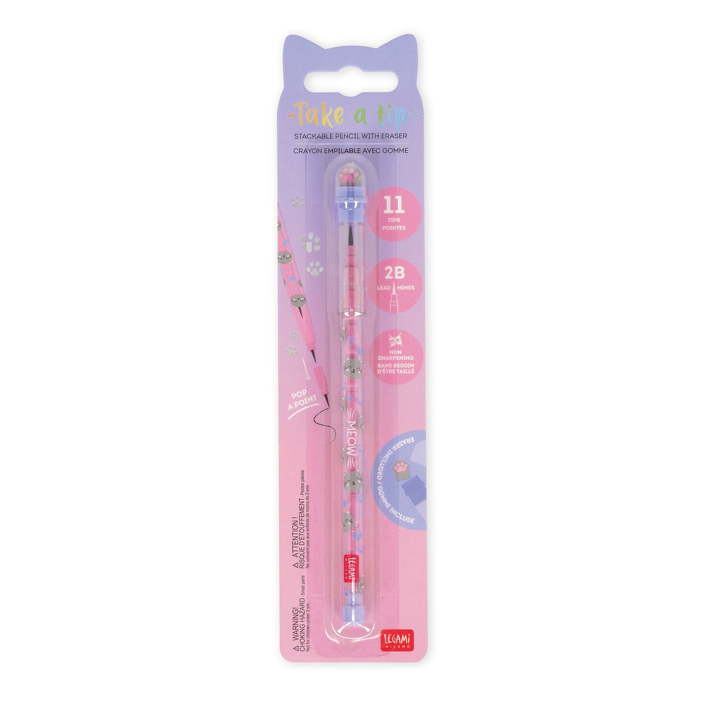 Stapelbare Bleistifte mit Radiergummi Kitty - Take a Tip