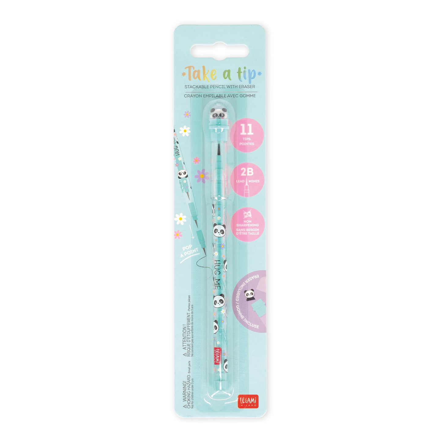 Stapelbarer Bleistift mit Radiergummi Panda - Take a Tip